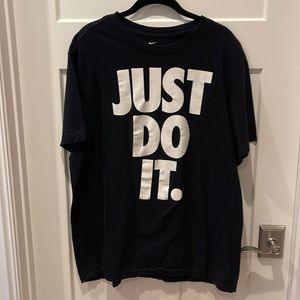 Nike “Just Do It.’ T-shirt - Men’s X-large, black with white writing. Like new